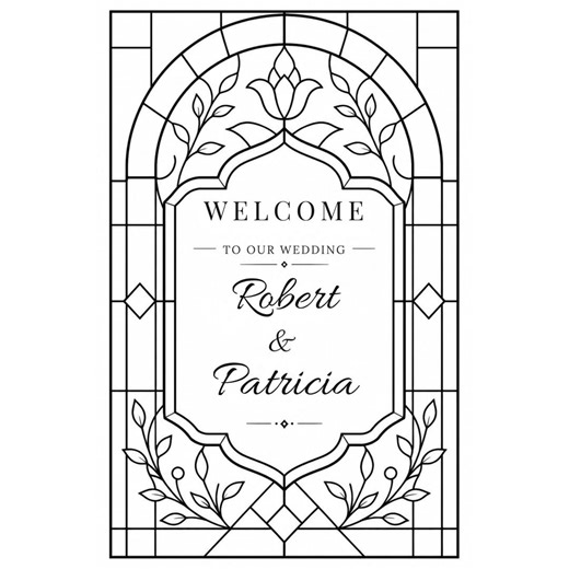 Pastel Cathedral Stained Glass Wedding Welcome Sign Digital Template | Canva Editable Template | Custom Names | Arch Design| 24x36 Inches - Etsy