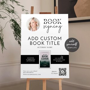Book Signing Sign Template, Custom Book Launch Promo Poster, Minimalist Meet the Author Foam Board Sign 18x24" 24x36", Printable M-002 - Etsy