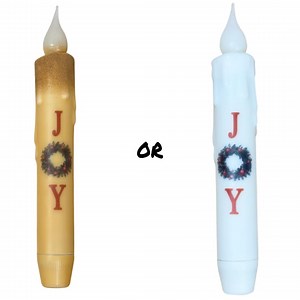 Joy Wreath Taper Candle & Taper Holder Set - Primitive 7" Battery Operated LED Flameless Taper Candle With Timer - Etsy