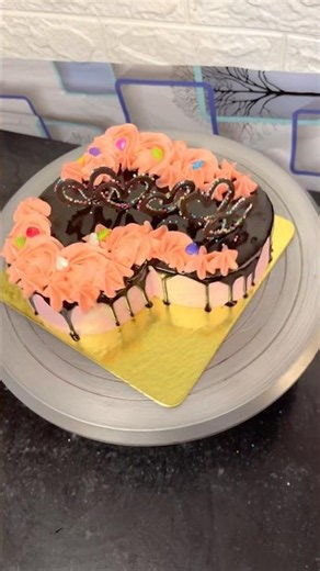 Pink and Chocolate Heart Cake Tutorial for Beginners #shorts #heart