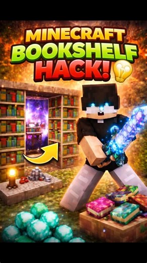 Minecraft Bookshelf Secret Hack 😱📚 (Place Books on Top!)