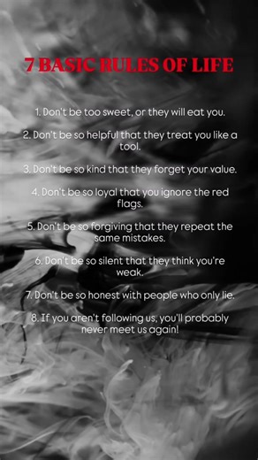 Which of these 7 basic rules of life do you struggle with the most? 🤔Be honest… comment the number.