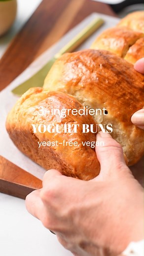 Yogurt Buns (3 Ingredients, Yeast-Free) using plant-based yogurt as always ! recipe in comment | The Conscious Plant Kitchen