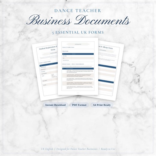 Dance Teacher Starter Forms UK — 5 Essential Studio & Consent Templates | Launchkit - Etsy
