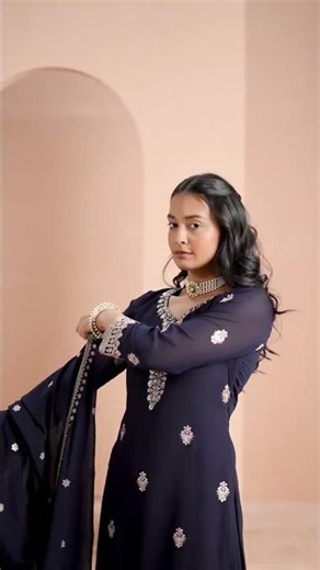 Elegant Navy Blue Sharara Set for Wedding Season #fashion
