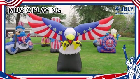 GOOSH 8.5FT Width 4th of July Inflatable Decorations Patriotic Blow Up Yard Inflatables with LED Lights Holiday Inflatables July 4 Clearance for Outdoor Yard Garden Lawn Decor
