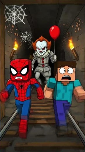SPIDER-MAN & STEVE vs PENNYWISE 😱🎈 RUN FASTER!!!