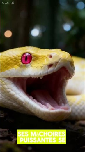 Le serpent géant au regard rose: #pythonalbinos #snake #burmesepython #shorts #youtubeshorts #fyp