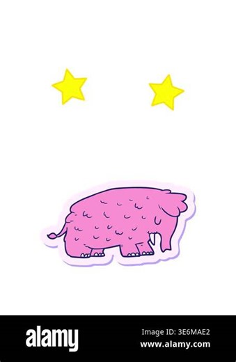 spinning stars animation of sticker of a cartoon mammoth Stock Video Footage - Alamy