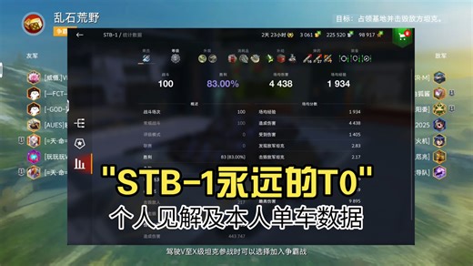 百场4500场均的STB-1告诉你，T0为什么永远是0？