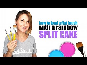 How to Load a Face Painting Split Rainbow Cake with a Flat Brush