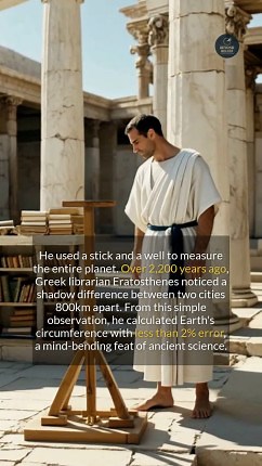 Eratosthenes accurately calculated Earths circumference using shadows and geometry, a true ancient discovery. #historyfacts #ancient #didyouknow #history | Beyond Belief
