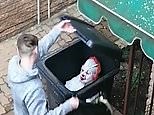 Mum hides in bin dressed as Pennywise to scare her son