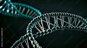 Video animation of close up view of a double helix structure, commonly associated with the molecular structure of DNA