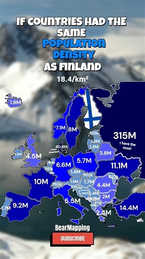 Same population density as Finland #map #europe #population #density #geography #mapping #shorts