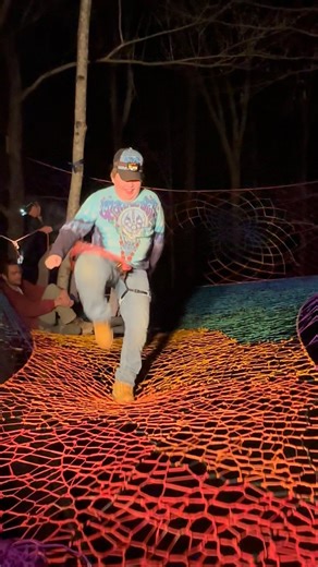 Watching kid’s experience a treenet for this first time is always priceless 🤸‍♀️ #treenet #handmade #rope #art #spiderweb #treehouse #smallbusiness #create #learn | Treenet Collective