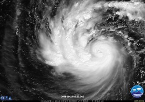 Typhoon Trami develops an eye as it moves across the Philippine Sea. | US National Weather Service Guam