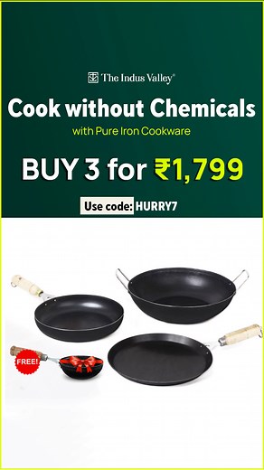 🚀Upgrade your kitchen with our Sheet Iron Cooking Set of 3 – 𝐧𝐨𝐰 𝐚𝐭 ₹𝟏,𝟕9𝟗. Quality cookware at a price you'll love💖 👉100% Natural & Food-safe 👉No Chemical Coating 👉Superior Performance 👉Cooks Faster, Saves Gas 🤗Easy Returns & Exchange🤝 | Free Delivery ✨| EMI💵 | COD 🚪| Customer Support🎧 | The Indus Valley