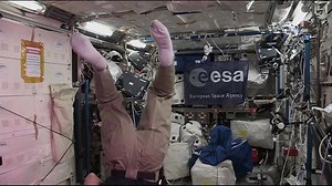"I definitely haven't mastered the zero gravity somersault" says British astronaut Tim Peake giving his first news briefing from on board the @[International Space Station]. #BritInSpace | BBC Science News