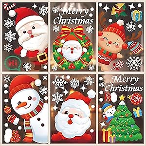 KatchOn Christmas Window Clings - 120 Pieces | Glass Window Stickers and Decorations | Holiday Decals for Windows