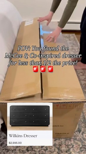 This designer-inspired dresser is too good not to share — and it's literally HALF the price of the designer version!! Comment “CURVED” to shop 🔗 (Don’t forget to follow us or the links won’t work!) I searched for weeks to find the perfect dresser, and I’m SO glad I landed on this one. It looks super high-end — from the curved shape to the reeded detailing and the tons of drawer space, it’s honestly perfect. I swapped out the hardware to match the designer version even more closely, but it looks