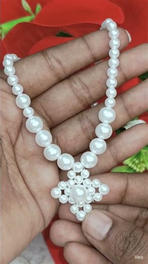 Beaded Necklace - How to make a Pearl beaded Necklace tutorial for beginners. #pearl #shorts #viral