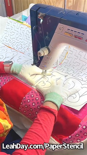 https://leahday.com/Stencil Having a line to quilt along makes free motion quilting faster and easier! #quiltingstencil #quiltingwithstencils #paperstencils #leahdayquilting #quilting #quiltingfun #homemachinequilting #homesewingmachinequilting #longarmquilting #domesticmachinequilting #freemotionquilting #freemotionstitching #leahdayquilting #quiltingfriends #gracecompanyquilting #gracecompany #freemotionquiltingbeginner #alwayslearning #quiltingtutorial #quiltinglove #leahday | Leah Day Quilti