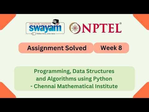 Programming, Data Structures And Algorithms Using Python Week 8 || NPTEL 2026 #nptel #myswayam