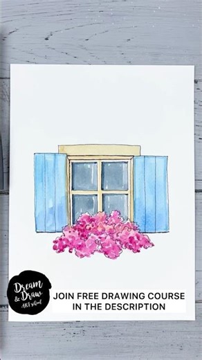 How to Draw a Window with Flowers 🏡💗 Tutorial for Watercolor Sketching Beginners