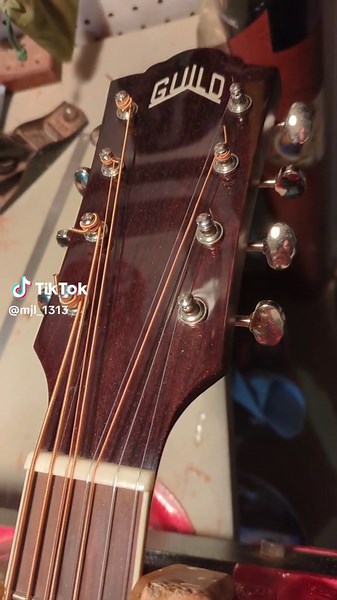 A unique guitar came into the shop today! It's a Guild 8 string baritone jumbo acoustic. Tuned B-E-aA-dD-F#-B. I have alot of ideas now.... #guitar #guitarrepair #setup