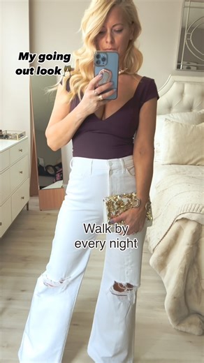 This may be controversial but I’m a huge ripped denim kind of girl. Are you? This was my Saturday night look last weekend. • • • • • OOTD • ripped jeans • White wide leg jeans • distressed denim • going out look • casual night out look #rippedjeans #distresseddenim #whitejeans #ootn #goingoutoutfit #over50style | Renae Olivia Skincare & Lifestyle Influencer