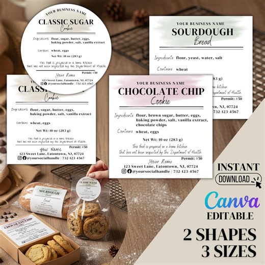 Editable Cottage Food Label Template, Home Bakery Labels, Canva, Cottage Law Compliant, Printable Baking Label, Digital Download - Etsy