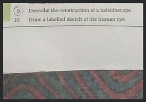 Describe the construction of a kaleidoscope Draw a labelled ske... | Filo