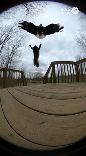 Hawk Attacks Maine Coon on Porch 🐈🦅📹 #hawk #maine