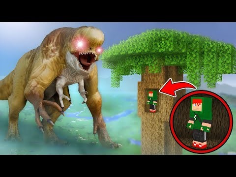 ENCONTREI O DINOSSAURO DISTORCIDO ASSUSTADOR!! SOBREVIVA AO D-REX NO MINECRAFT!!