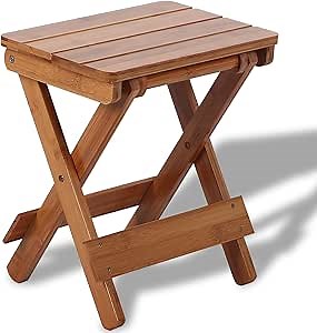 Bamboo Folding Stool, Bamboo Chair, Solid Wood Children Portable Folding Stool Chair Shower Bench for Garden Bathroom Balcony, 12 Inch High