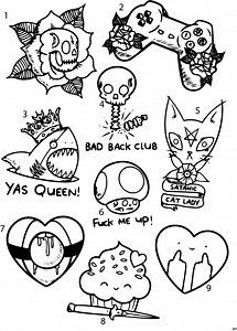 Pre-made Ready to Use Goth Witchy Flash Tattoo Stencils Set of 4 - Etsy