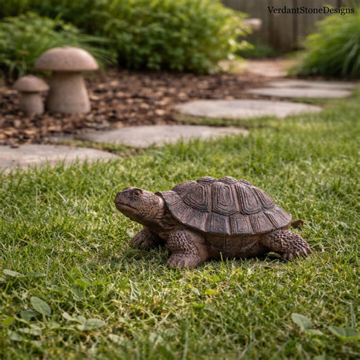Turtle Garden Ornament, Resin Sea Turtle Statue, Outdoor Patio Decor, Whimsical Landscape Gift - Etsy