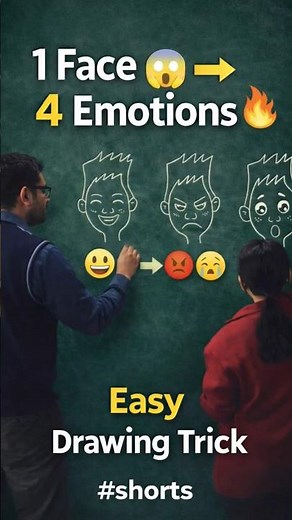 1 Face 😲 → 4 Emotions! 🔥 Easy Drawing Trick #shorts