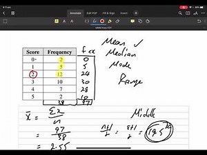 Mean, Median, Mode and Range from an FDT