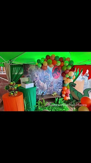 Dinosaur Party setup by Hoppers and Bugs Party Planners. Contact us on 0823025835 or pop us an email on anthea@hoppersandbugs.co.za | Hoppers & Bugs Children's Party Planner and Jumping Castles | Facebook