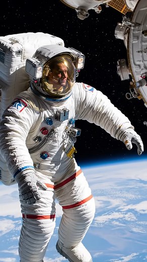 Smiling astronaut floats in Earths orbit! #Space #Astronaut #Spacewalk #ISS #EarthOrbit #Science #Exploration | Space Grid