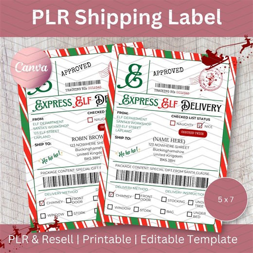 Elf Shipping Label: Christmas Mail Shipping, Special Delivery, North Pole, PLR Resell, Commercial Use - Etsy Australia