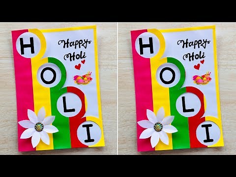 Happy Holi card making ideas // How to make Holi greeting card // DIY Holi card