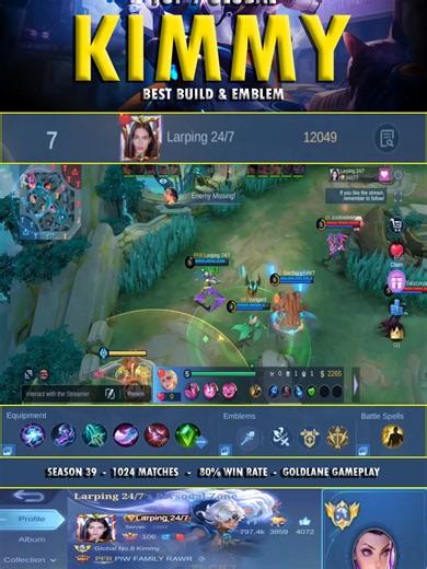 Top 7 Global Kimmy Best Build and Emblem in Season 39 - Gold Lane Gameplay #fyp #foryou #mobilelegends #mobilelegendsbangbang #mlbb #kimmy #kimmyml #kimmymlbb #kimmytiktok #kimmymobilelegends #topglobal #top1global