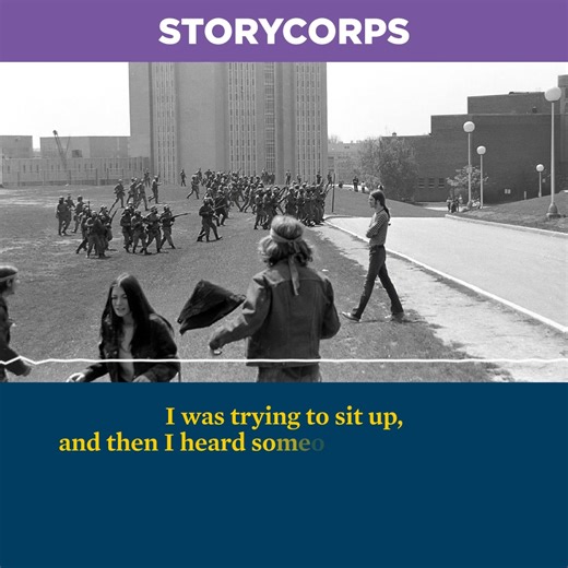 31K views · 870 reactions | In 1970, Thomas Grace was shot by the National Guard during a protest at Kent State University. His best friend, Alan Canfora, was also wounded that day. Decades later, Thomas came to StoryCorps with Alan’s sister, Chic, to remember the shooting that forever changed their lives—and strengthened their bond. Our #StoryoftheWeek, as heard on NPR Morning Edition → https://storycor.ps/3SksPaU | StoryCorps | Facebook