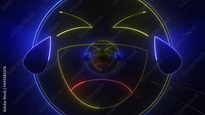 Laughing LOL Emoji Neon Background, Animation, Loop