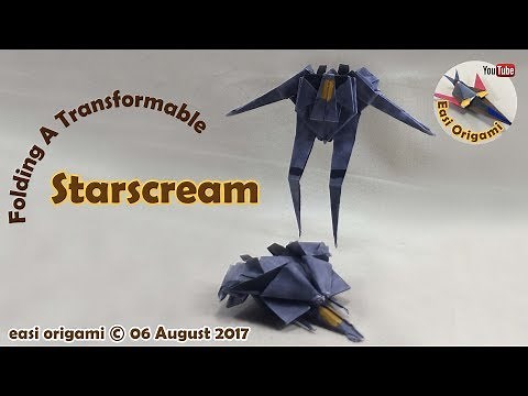 How to make a Papercraft, Origami Transformer Starscream (requires 3 straight cuts)