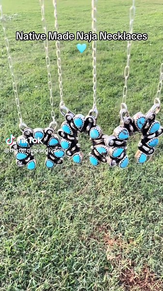 These just launched and are in the website 🩵 Made by Navajo artisan Christina Yazzie 🥰 #nativemade #naja #turquoise #jewelry #necklace