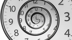 Round Clock Time running backwards 3D Rendering isolated from the white background